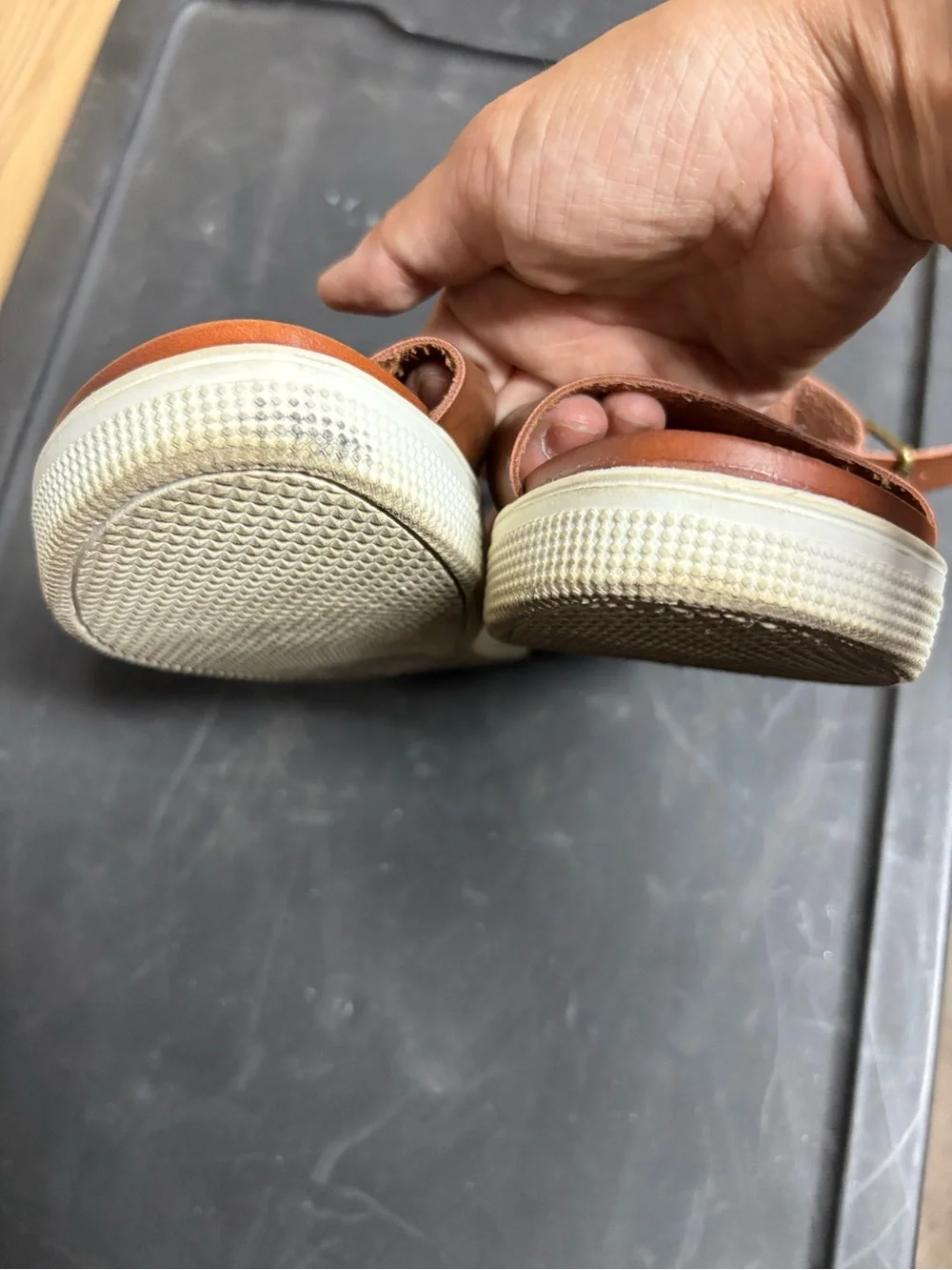 Mia Brown Leather Ankle-Strap Sandals
